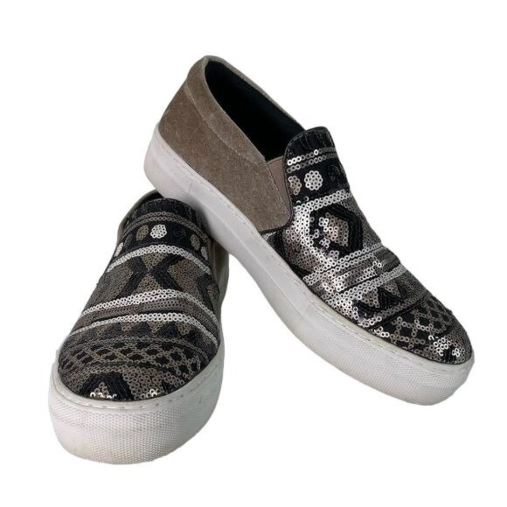 Roper Black and Gray Sequin Slip-On Flats